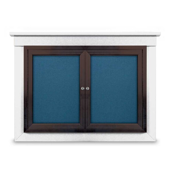 60"x36" 2-Door Enclosed Letterboard, Header, Black Felt/Lt Oak